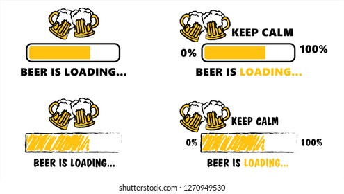 Cheers Keep calm Beer is loading Vector loading bar loadingbar Week end Weekend Happy Hour icon icons fun funny Party time beer day bottle Love beer mug bier glass Toasting cup bavarian bar mug