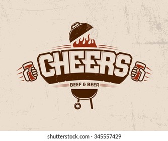 Cheers Logo Print Lettering Beer Bbq Beef And Beer