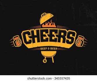 Cheers Logo Print Lettering Beer Bbq Beef And Beer