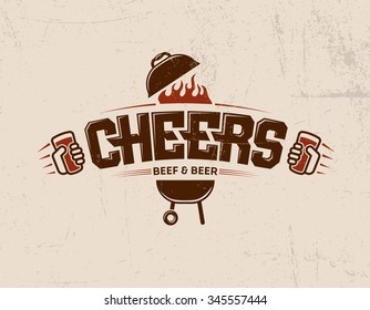 Cheers Logo Print Lettering Beer Bbq Beef And Beer