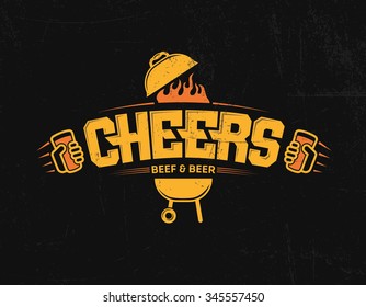 Cheers Logo Print Lettering Beer Bbq Beef And Beer