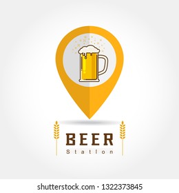 Cheers mate. Glass of beer isolated vector illustration, minimal design. Lager beer icon on white background. Drink beer with your friends. Good for pub menu illustration. beer station.