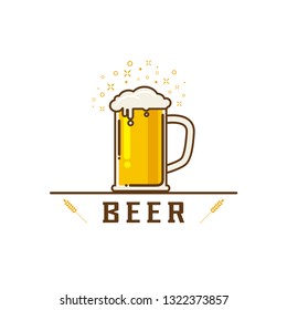 Cheers mate. Glass of beer isolated vector illustration, minimal design. Lager beer icon on white background. Drink beer with your friends. Good for pub menu illustration. Cold beverage on a hot day.