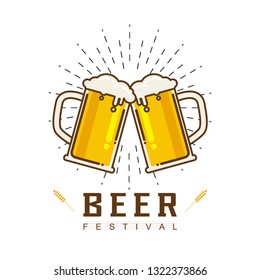 Cheers mate. Glass of beer isolated vector illustration, minimal design. Lager beer icon on white background. Drink beer with your friends. Good for pub menu illustration. Cold beverage on a hot day.