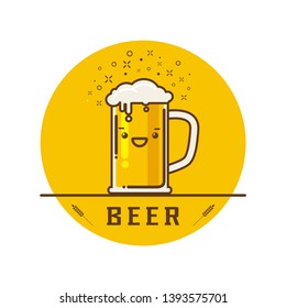 Cheers mate. Glass of beer isolated vector illustration, minimal design. Lager beer icon on white background. Drink beer with your friends. Good for pub menu illustration. Cold beverage on a hot day.
