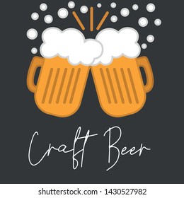 Cheers mate. Glass of beer isolated vector illustration, minimal design. Lager beer icon on white background. Drink beer with your friends. Good for pub menu illustration. Cold beverage on a hot day.