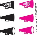 Cheers Megaphone icon on white background. Bullhorn sign. Cheerleader symbol. Cheer Pom Pom logo. flat style.