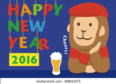 Cheers monkey / 2016 new year card