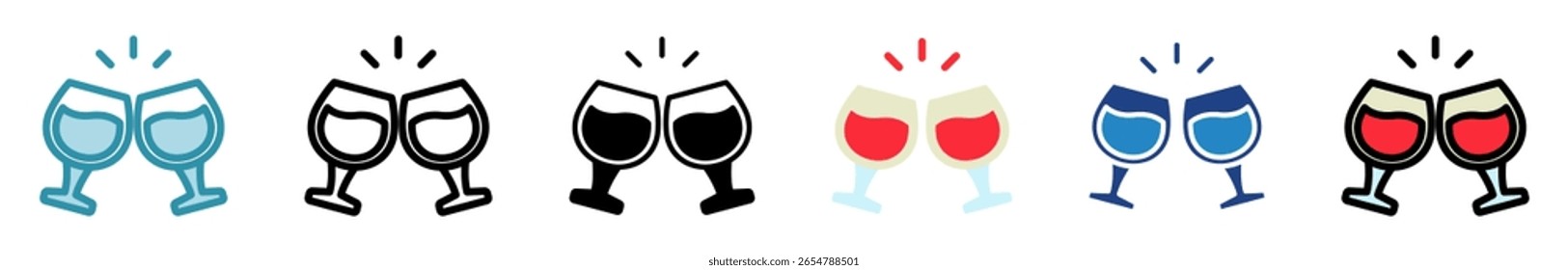 Cheers multi style, mini illustration icon set. outline, flat, glyph, line color, dual tone. vector for UI, UX, app, web, digital or print. Related to lifestyle, relaxation, drinks, pub and bar.