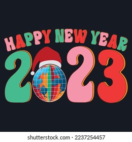 Cheers To The New Year 2023, Retro Christmas Sublimation, Groovy New Year, Disco ball, Holiday Shirt