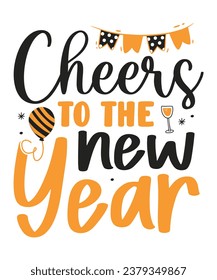 Cheers to new year saying design
