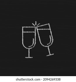 Cheers sketch vector icon. Glass cups cheers and toasting sign