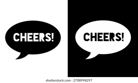 Cheers Speech Bubbles in Black and White for Celebrations and Events