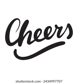 Cheers text banner. Handwriting Cheers short phrase. Hand drawn vector art.