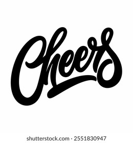cheers text lettering black handwriting vector icon non white background