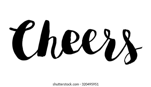 Cheers text. New Year Card. Vector hand lettering in brush script.