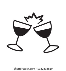 Cheers two wine glasses icon. Vector.