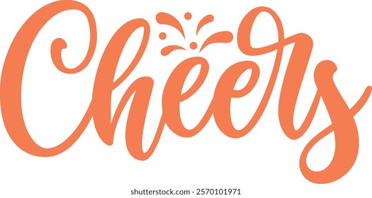 Cheers typography clip art design for T-shirts and apparel, Happy New Year art on plain white background for shirt, hoodie, sweatshirt, card, tag, mug, icon, poster or badge