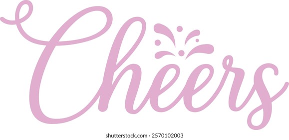 Cheers typography clip art design for T-shirts and apparel, Happy New Year art on plain white background for shirt, hoodie, sweatshirt, card, tag, mug, icon, poster or badge