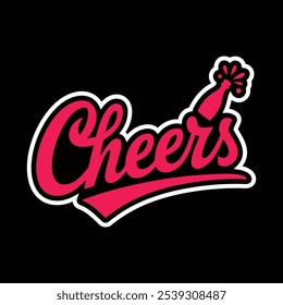 Cheers Typography with Popping Bottle Vector Illustration