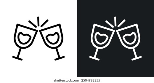 Cheers vector icon set black and white filled and outlined style.