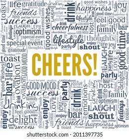 Cheers! vector illustration word cloud isolated on a white background.