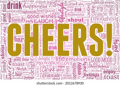 Cheers! vector illustration word cloud isolated on a white background.
