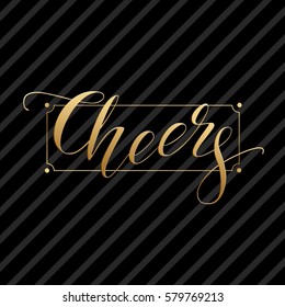 Cheers. Vector label in vintage style. Retro wishes for your greeting cards design and illustration.