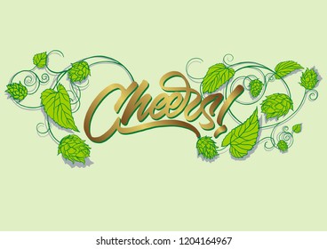 Cheers vector typography illustration for  beer festival for greeting card, invitation, banner, poster, pack, sticker, glass. Oktoberfest design elements, handwritten lettering. 