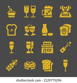 cheers web icons. Champagne and Champagne, Dirndl and Toast symbol, vector signs