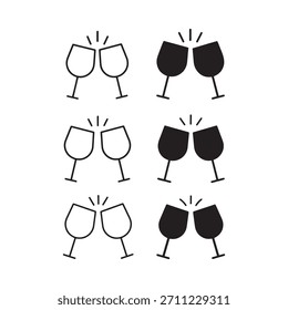 Cheers Wine Glasses Icon Set