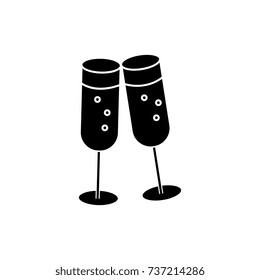 cheers, wine glasses  icon, vector illustration, sign on isolated background