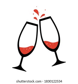 Cheers wine glasses isolate on white background.