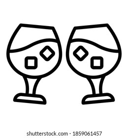 Cheers wine icon. Outline cheers wine vector icon for web design isolated on white background