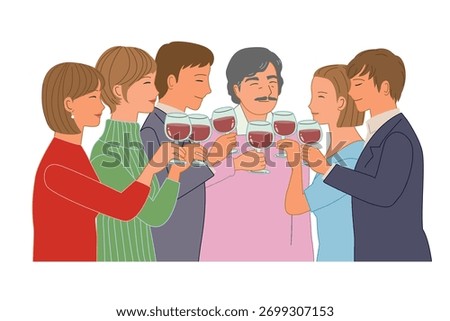 Cheers with wine vector illustration.