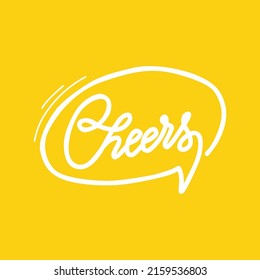 CHEERS.vector illustration.decorative handwritten white font on a yellow background.modern typography design perfect for social media,web design,poster,tshirt,banner,bags,sticker,etc.