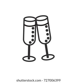 cheers,wine glasses vector line icon, sign, illustration on background, editable strokes
