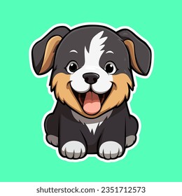Cheery Black Dog.Delightful and Playful Sticker