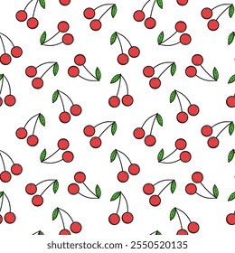 Cheery seamless pattern on white background. summer pattern