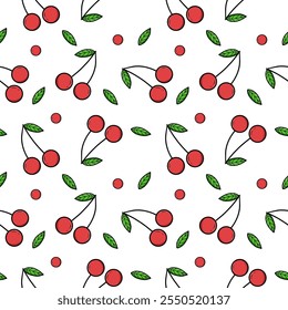 Cheery seamless pattern on white background. summer pattern