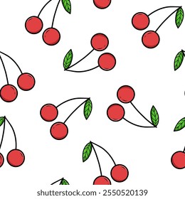 Cheery seamless pattern on white background. summer pattern