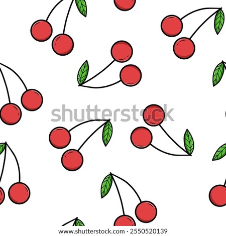 Cheery seamless pattern on white background. summer pattern