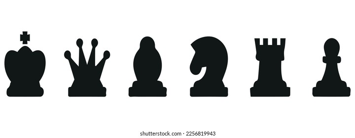 chees pieces,horse,queen,king,knight icon vector isolated on background silhouette