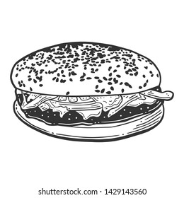 Cheesburger. Vector concept in doodle and sketch style. Hand drawn illustration for printing on T-shirts, postcards.