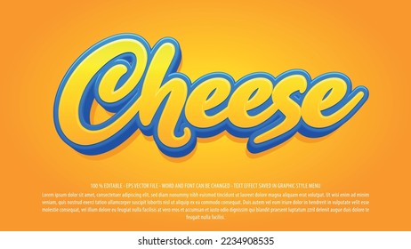 Cheese 3d style editable text effect vector template