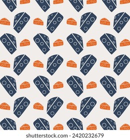 Cheese abstract icon repeating trendy pattern vector illustration grey background