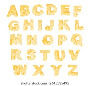 Cheese Alphabet Font Vector. Cheese letters