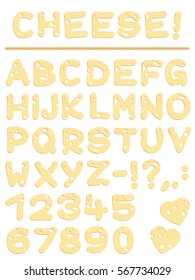 Cheese alphabet - yummy letters, numbers and signs.