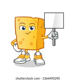 cheese announcement board mascot vector cartoon illustration