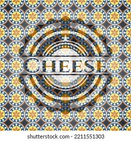 Cheese arabic style emblem. Arabesque decoration. 